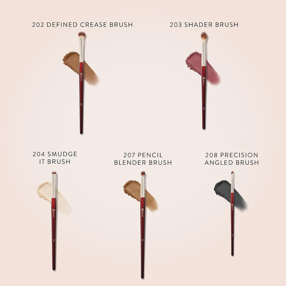 BK BEAUTY Eyeshadow Brush Set for Hooded & Smaller Eyes, 5 Brushes