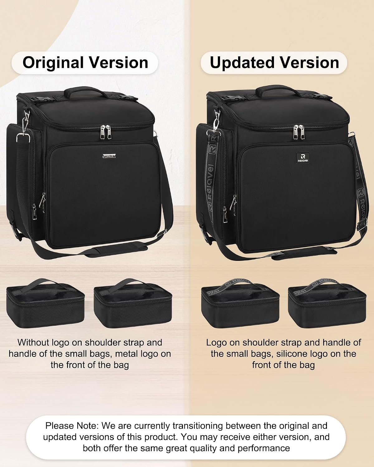 Relavel Rolling Makeup Case, Hair Tools Travel Bag Cosmetology Case on Wheels with 2 Clear Bags, Professional Hairstylist Bag Makeup Artist Storage Train Case Barber Organizer with 360° Spinner Wheels