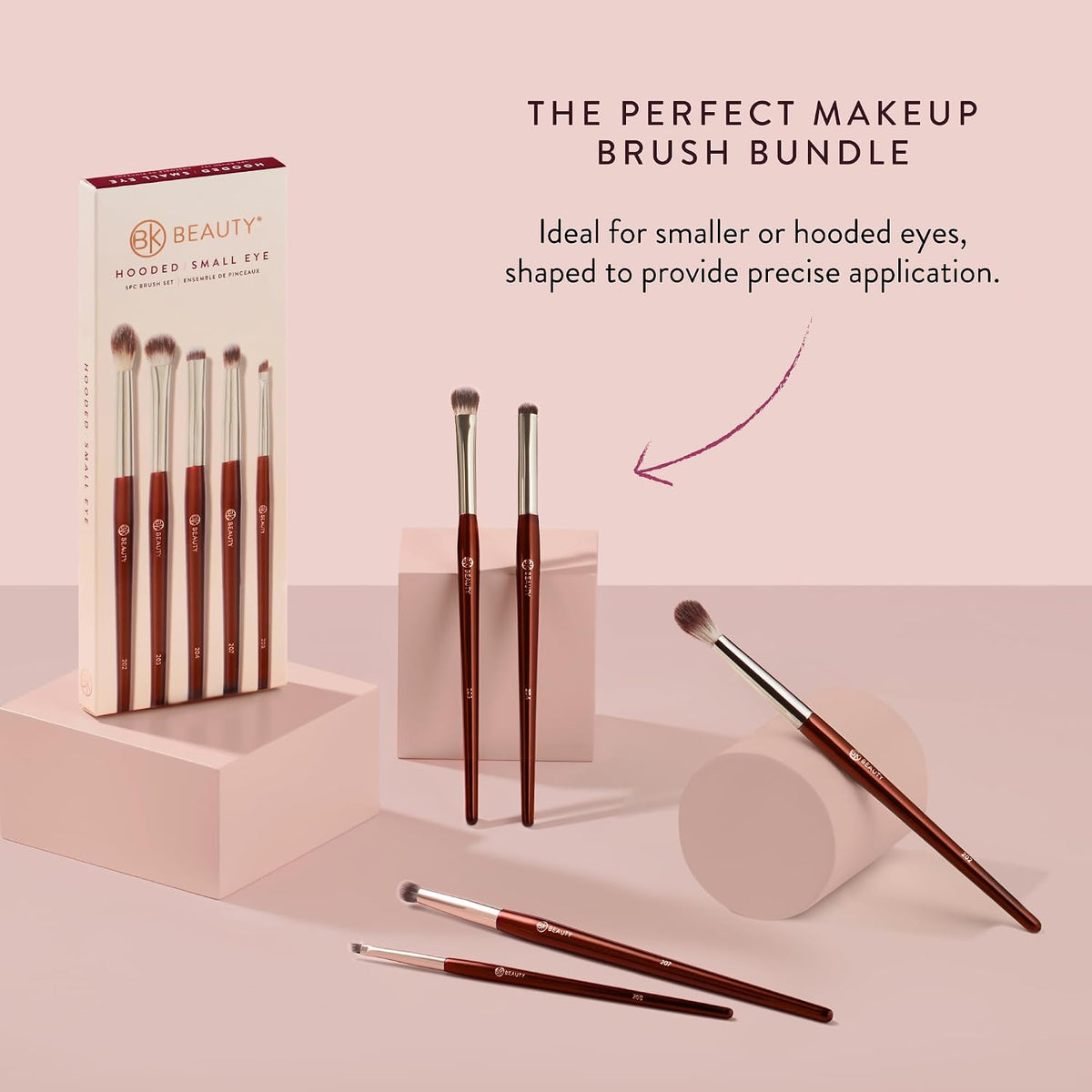 BK BEAUTY Eyeshadow Brush Set for Hooded & Smaller Eyes, 5 Brushes