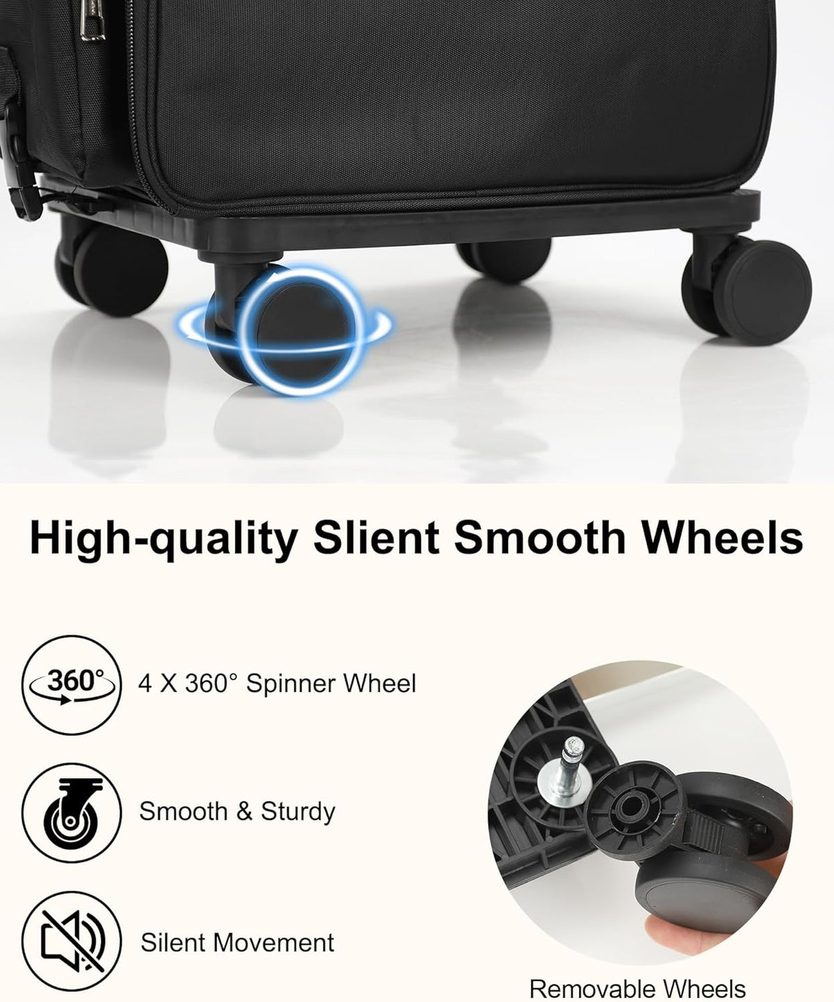 Relavel Rolling Makeup Case, Hair Tools Travel Bag Cosmetology Case on Wheels with 2 Clear Bags, Professional Hairstylist Bag Makeup Artist Storage Train Case Barber Organizer with 360° Spinner Wheels