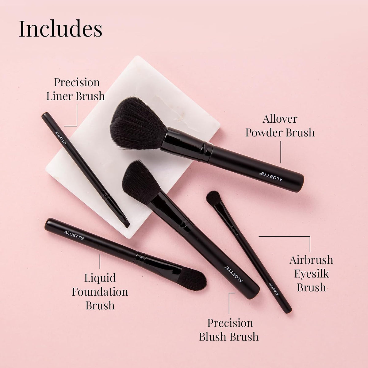 Aloette Professional Makeup Brushes Set - Blending Face Bursh Collection
