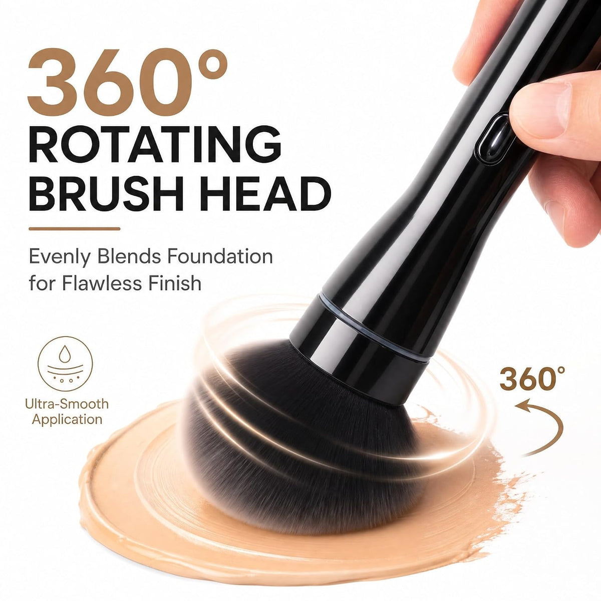 Electric Makeup Brush 879W, Rechargeable Automatic Professional Cosmetic Brush for Foundation, Blush and Eyeshadow, 3 Speed Modes Portable Facial Makeup Tool, Black - A