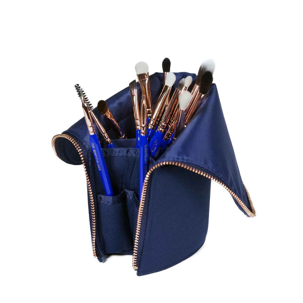 Bdellium Tools Professional Makeup Brush Golden Triangle - Eyes Only 15pc. Brush Set with Stand-Up Pouch
