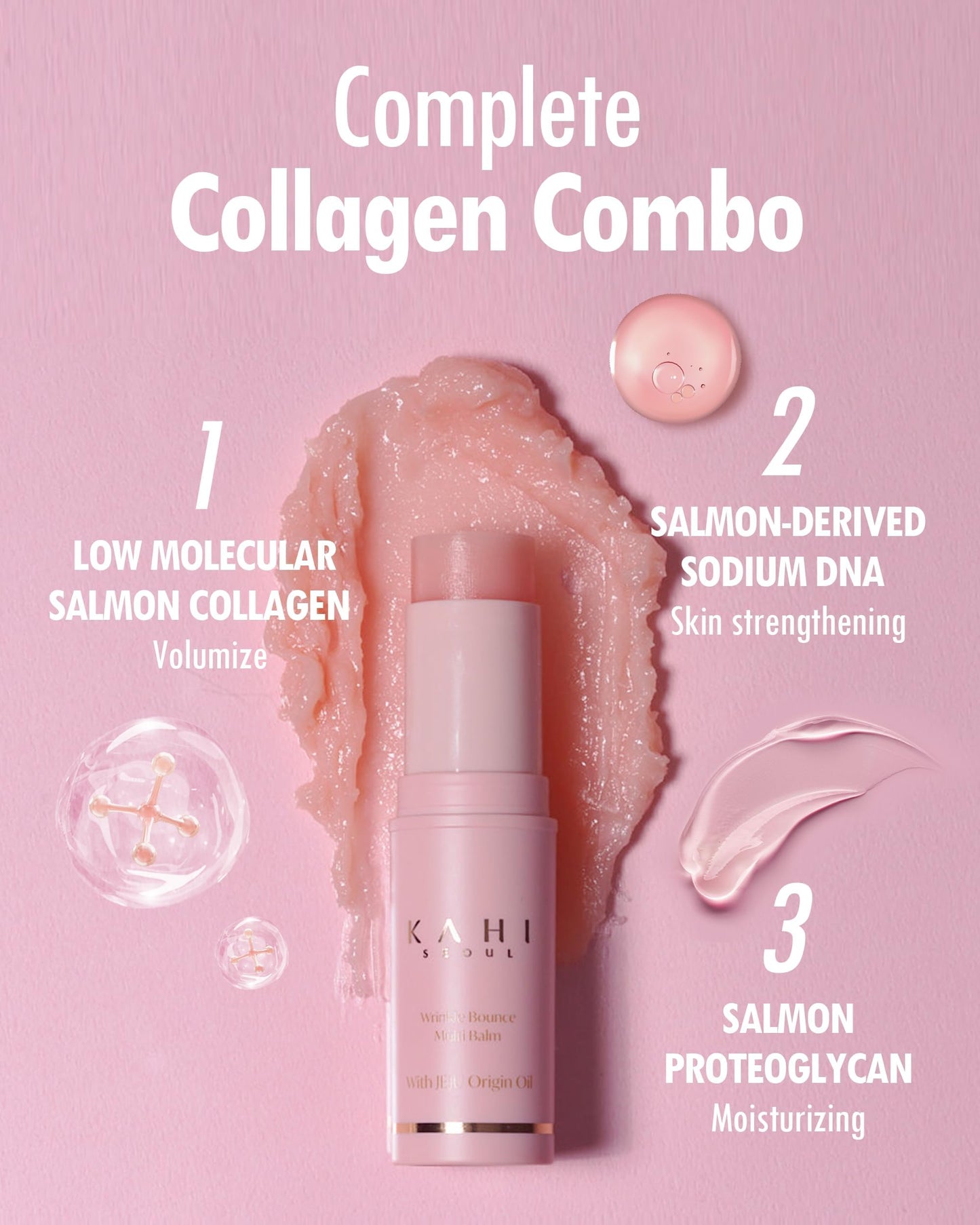 KAHI Wrinkle Bounce Multi Balm Stick - PDRN Collagen Facial & Body Balm | PDRN + Collagen, 48-Hour Hydration, Multi-Purpose Balm, Face Care, Eye Care, Lip Care, Neck Care, Makeup Base, Portable Stick