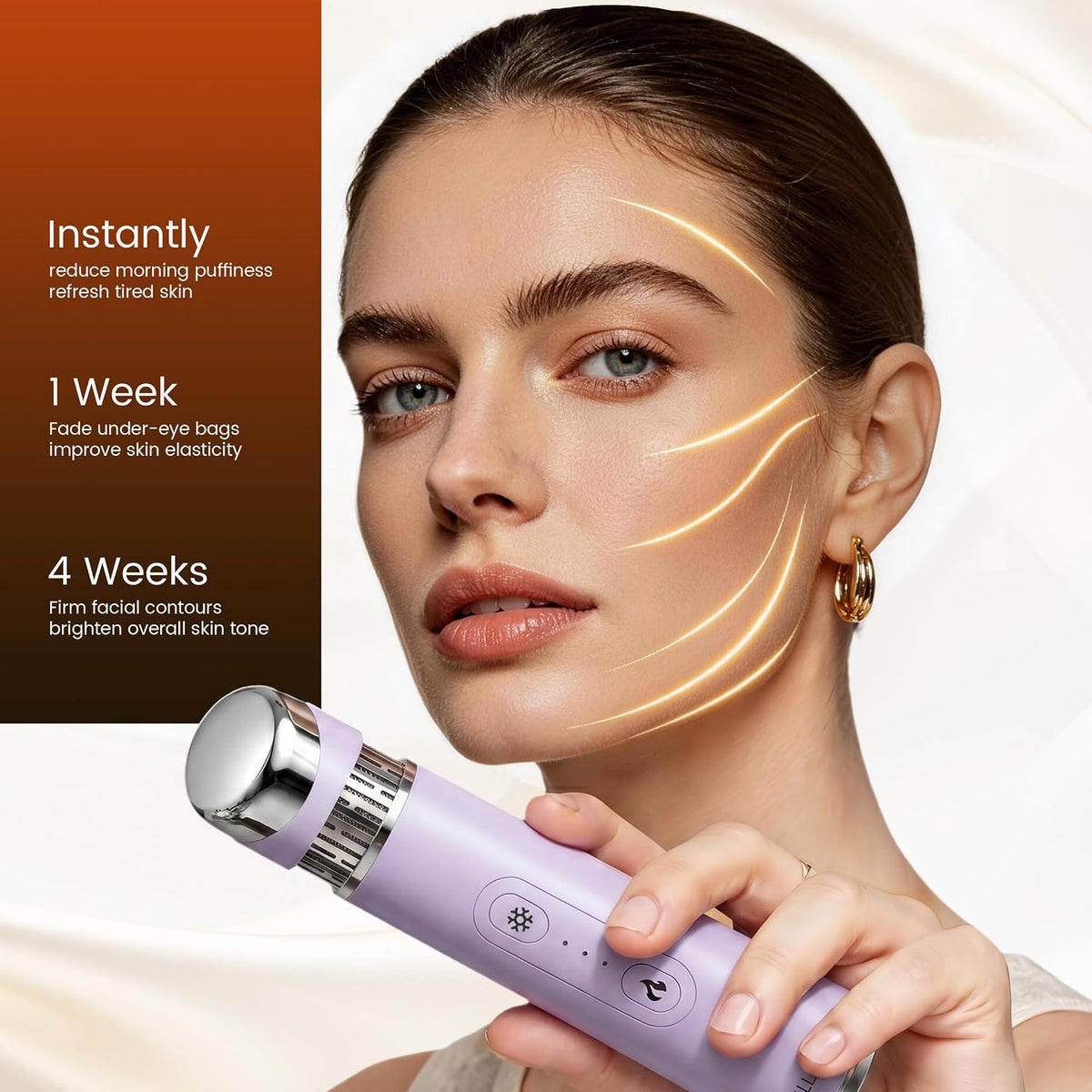 Depuffing Wand for Eyes & Face,2-In-1 Heat & Cold Face Massager